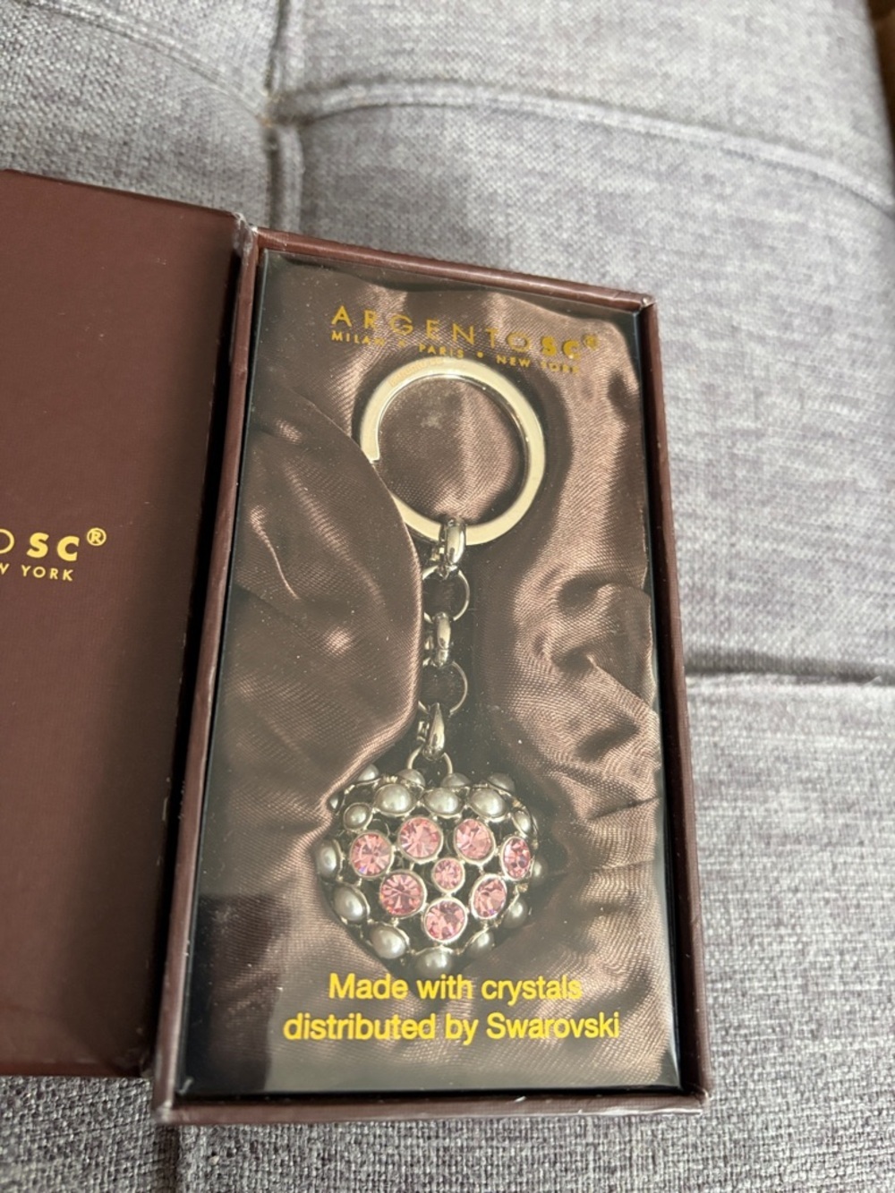 Pink Crystal Heart Keyring Swarovski crystals - Picture 4 of 7